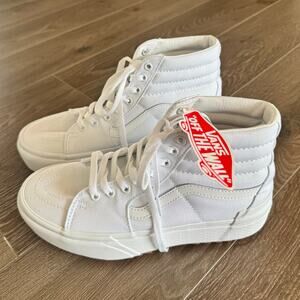 Vans Sk8-Hi Stacked Platform Skate Shoes White NEW NO BOX Womens 9.5 / Mens 8